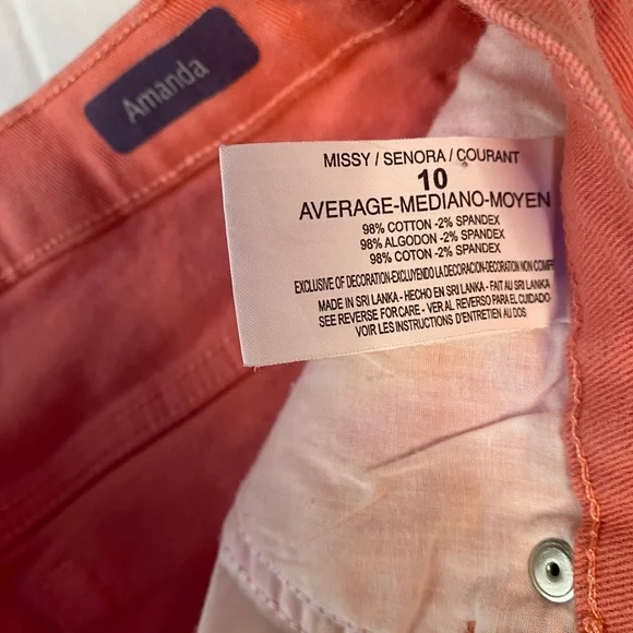Gloria Vanderbilt Coral Pink Amanda Jeans Size 10‎ - Picture 5 of 6